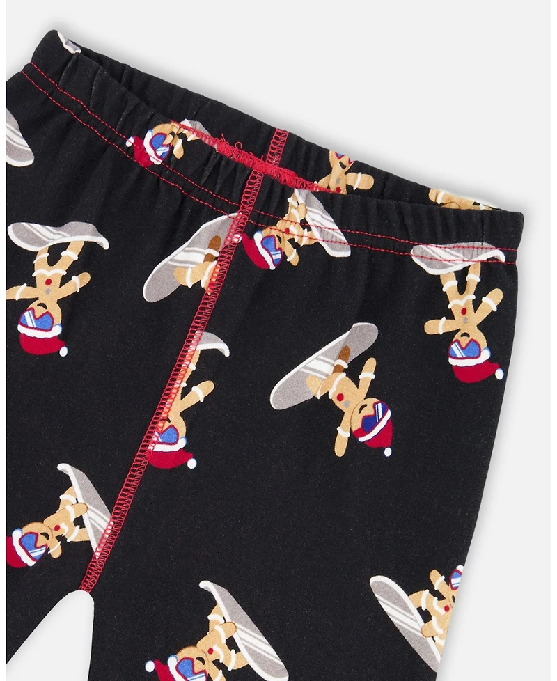 Deux par Boy Two-Piece Cotton Pajama Set Black Cookie Print