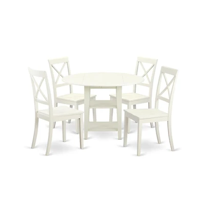 East West Furniture Dining Room Set Linen White