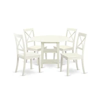 East West Furniture Dining Room Set Linen White
