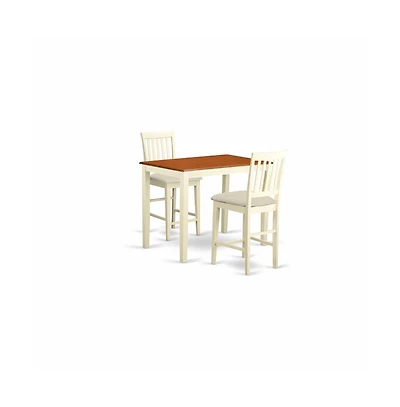East West Furniture 3 Pc counter height Dining room set-pub Table and 2 Kitchen Chairs