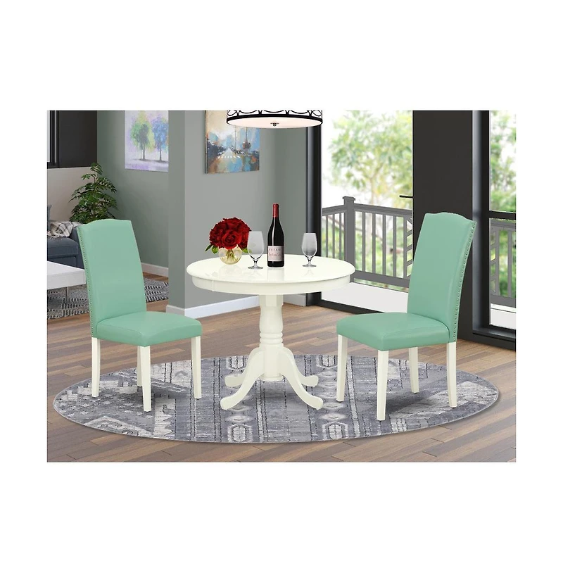 East West Furniture Dining Room Set Linen White