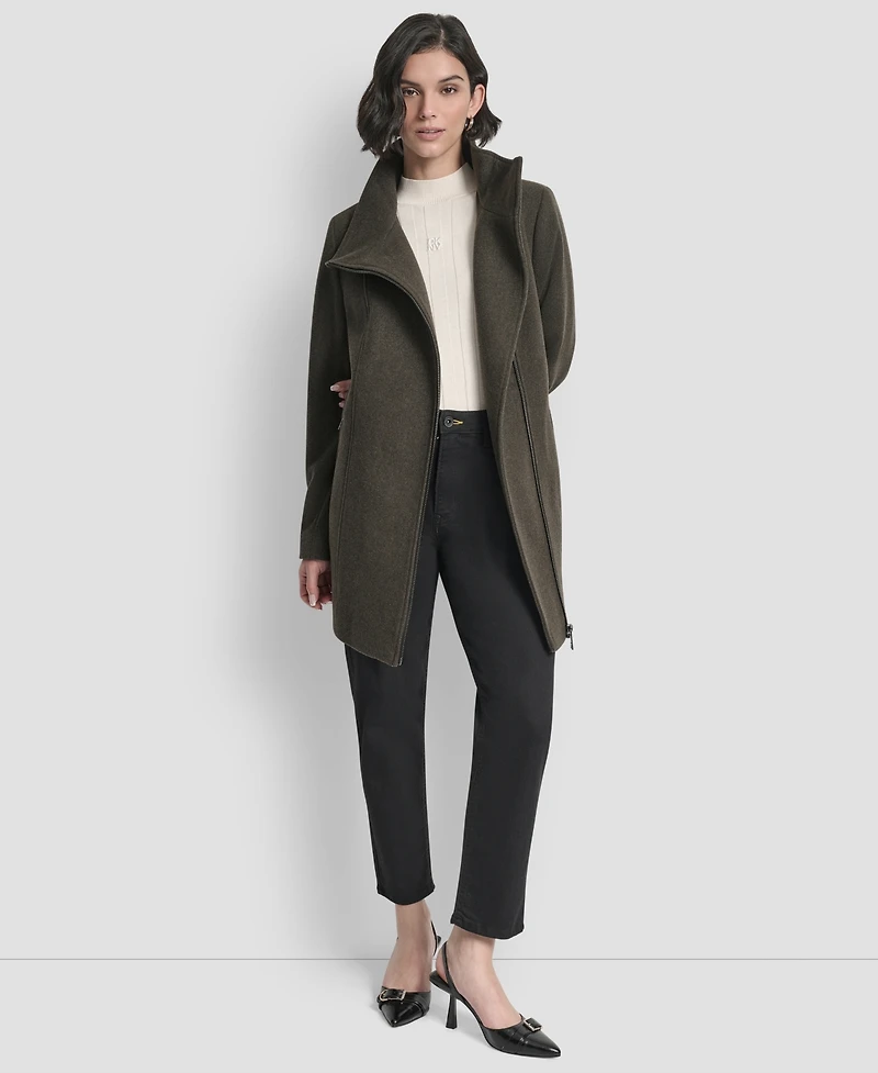 Dkny Women's Asymmetrical Zip Coat