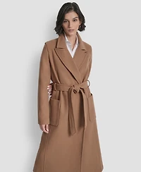 Dkny Women's Notch Collar Belted Wrap Coat