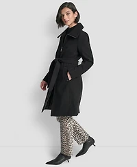 Dkny Petite Belted Zip Front Coat