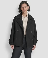 Dkny Petite Short Double Breasted Collared Coat