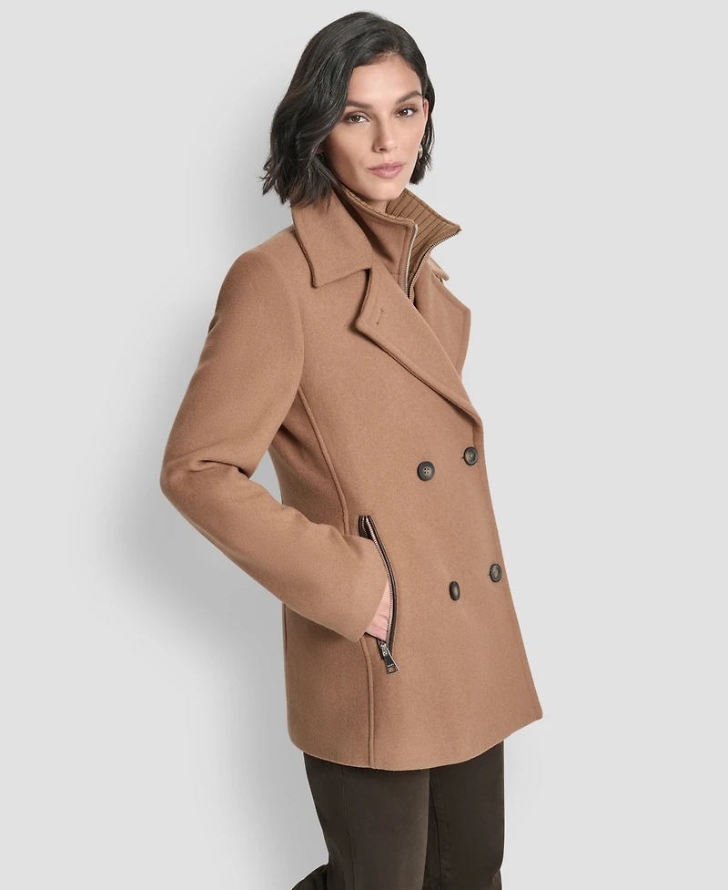 Dkny Women's Double-Breasted Bibbed Collared Coat