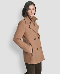 Dkny Women's Double-Breasted Bibbed Collared Coat