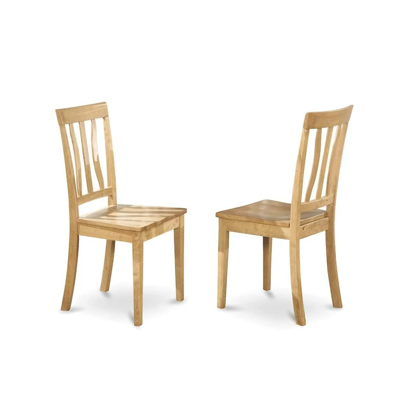 East West Furniture 3 Pc Dining Room Set Set - Dropleaf Dinner Table and 2 Oak Wooden Chairs for Dining Room with Slatted Back- Oak Finish