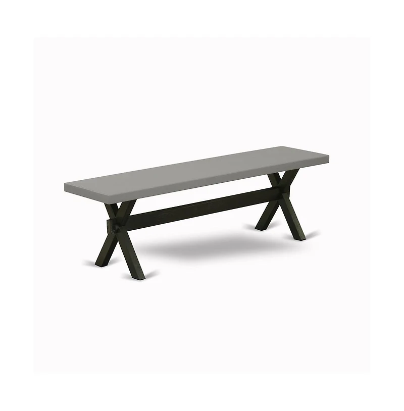 East West Furniture 3 Piece Dining Set - 1 Cement Dining Room Table and 2 Table Bench - Stable and Durable Construction - Wire Brushed Black Finish