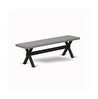East West Furniture 3 Piece Dining Set - 1 Cement Dining Room Table and 2 Table Bench - Stable and Durable Construction - Wire Brushed Black Finish
