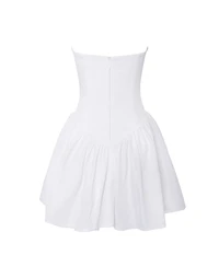 Miss Circle Women's Sacha White Lace Drop Waist Corset Puffy Mini Dress