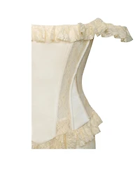 Miss Circle Women's Ersilia Pale Yellow Satin Lace Peplum Corset Off Shoulder Maxi Dress