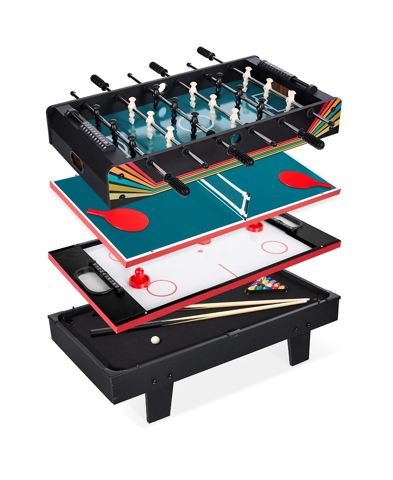 Best Choice Products 4-in-1 Multi Game Table, Childrens Arcade Set w/ Pool Billiards, Air Hockey