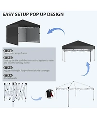 Outsunny 10' x 10' Pop Up Canopy with 3 Sidewalls and Carry Bag,
