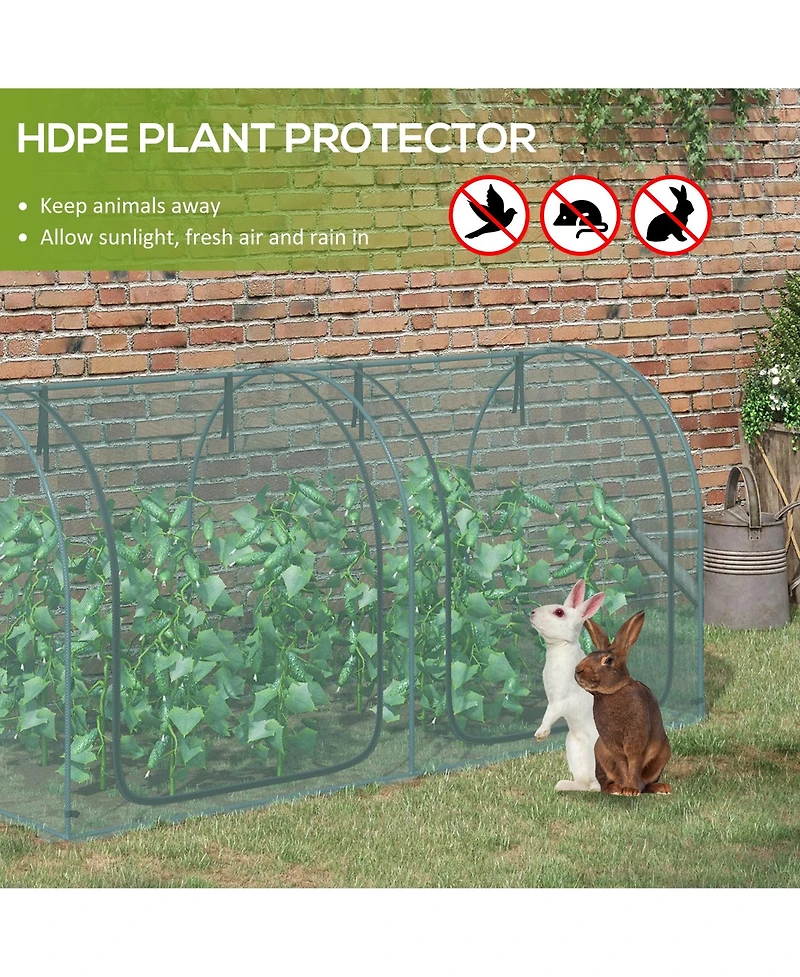 Outsunny 8 x 4ft Crop Cage with Two Zippe Doors and Storage Bag,