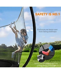 Soozier 10ft Outdoor Trampoline with Net Enclosure, Curved Poles