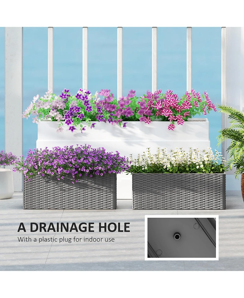 Outsunny Railing Planter Box (2 Pack, 20 Inch), Rat Look,