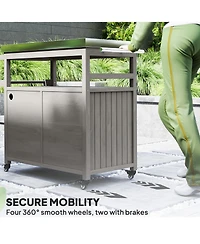 Outsunny Grill Cart, Kitchen Island with Storage Cabinets,