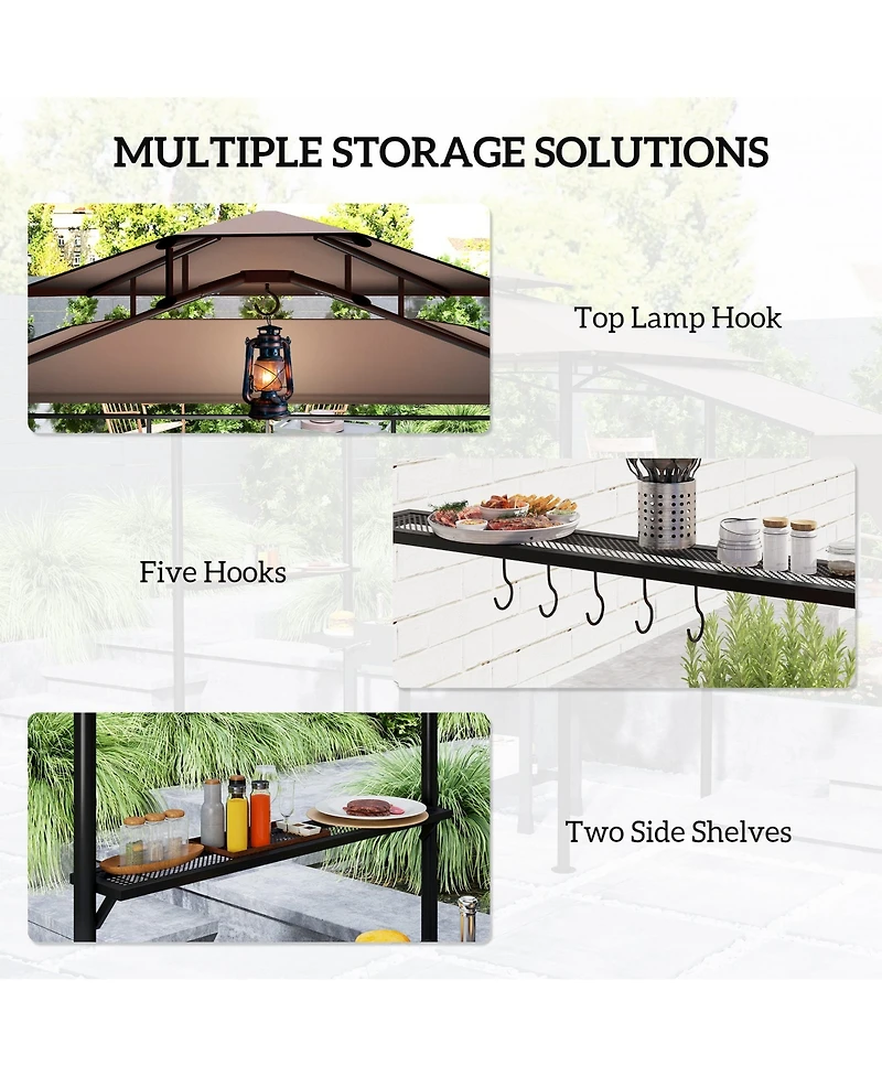 Outsunny 8' x 5' Grill Gazebo, - Gazebo