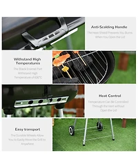 Outsunny 22 inch Portable Bbq Charcoal Steel Grill Camping Backyard Cooking