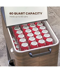 Outsunny Patio Cooler Cart with Bottle Opener 60 Qt. Rolling Ice Chest