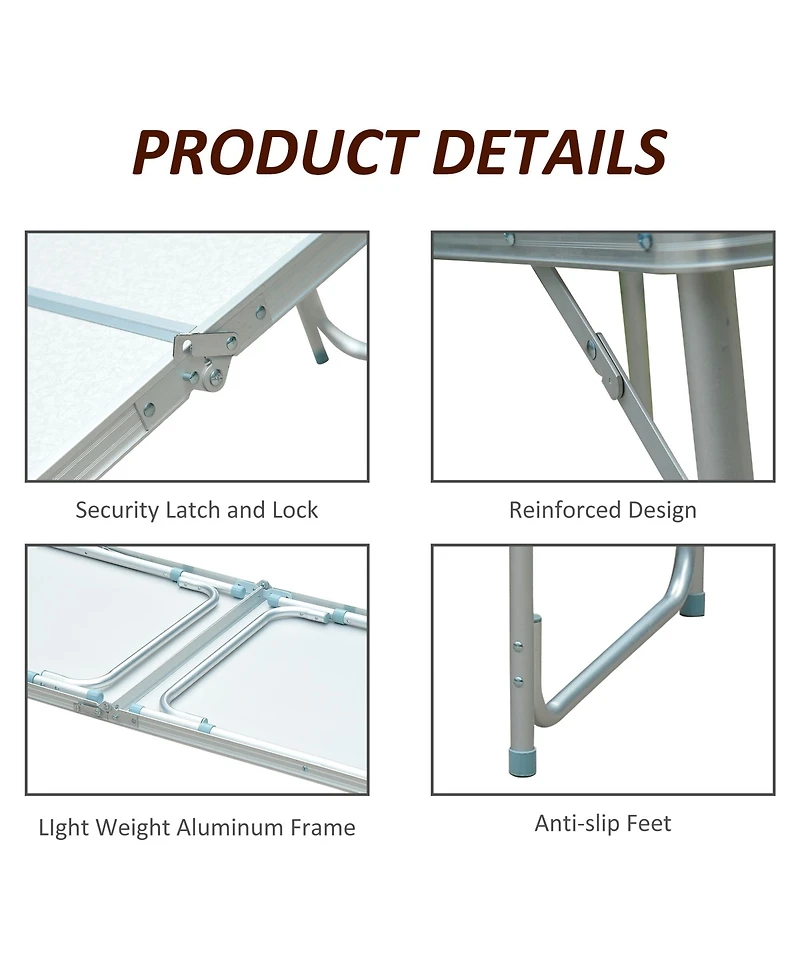 4FT Aluminum Adjustable Folding Camp Table with Mdf Top