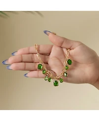 Jessica Simpson Green Gem Drop Charm Necklace in Gold-Tone Chain