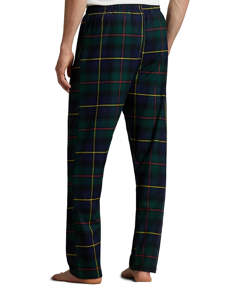 Polo Ralph Lauren Men's Plaid Pattern Flannel Yarn Dyed Drawstring Pajama Pants