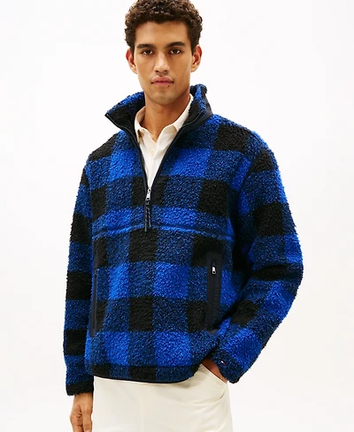 Tommy Hilfiger Men's Teddy Fleece Check Pullover Jacket