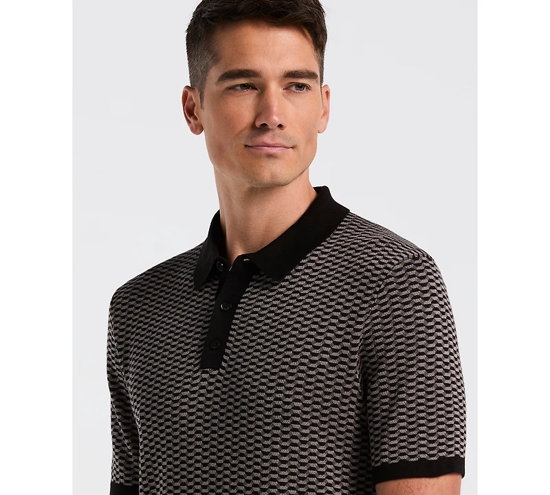 Perry Ellis Men's Tech Zip Short Sleeve Polo Sweater