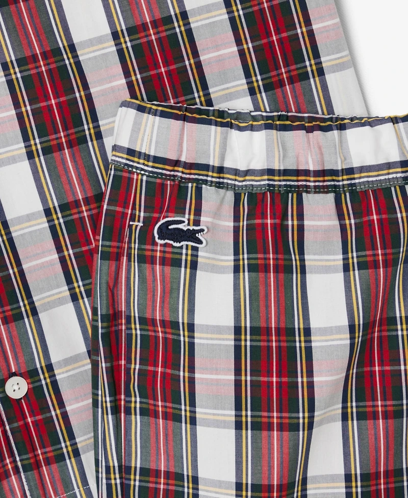 Lacoste Men's Plaid Pattern Pajama Set