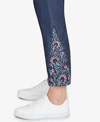 Ruby Rd. Petite Stretch Denim Embroidered Ankle Jeans