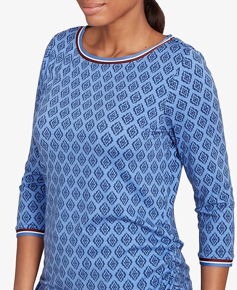 Ruby Rd. Petite Stripe Tipped Monotone Textured Top