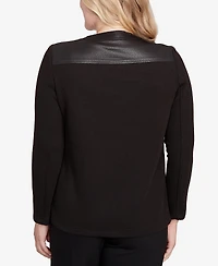 Alfred Dunner Petite Long Sleeve Faux Leather Jacket