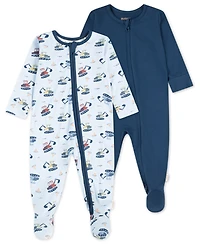 Huggies Baby Boys 2-Pack Long Sleeve Footed Coverall