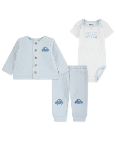 Huggies Baby Boy Short Sleeve Bodysuit, Cardigan and Pant, 3-Piece Set