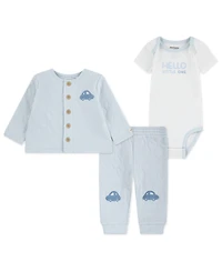 Huggies Baby Boy Short Sleeve Bodysuit, Cardigan and Pant, 3-Piece Set
