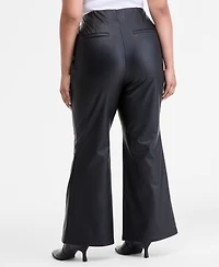 I.n.c International Plus Faux-Leather High-Rise Flared Pants, Macy's Exclusive