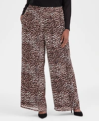 I.n.c. International Concepts Plus Printed Crinkle Chiffon Wide-Leg Pants, Macy's Exclusive