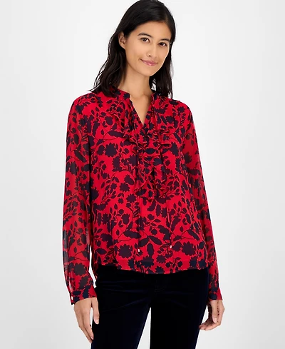Tommy Hilfiger Women's Floral-Print Ruffled Top