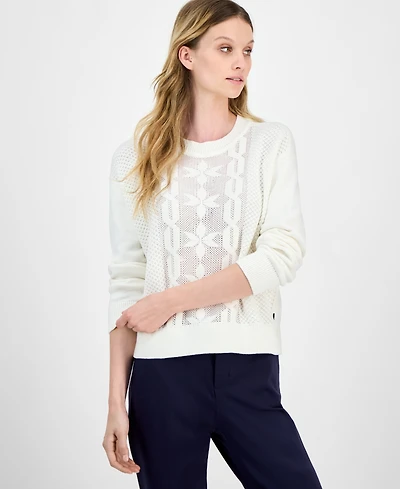 Nautica Jeans Women's Cotton Snowflake-Motif Sweater