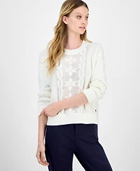 Nautica Jeans Women's Cotton Snowflake-Motif Sweater