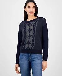 Nautica Jeans Women's Cotton Snowflake-Motif Sweater