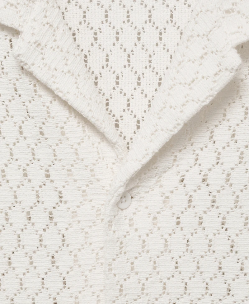 Mango Men's Openwork Detail Cotton Shirt