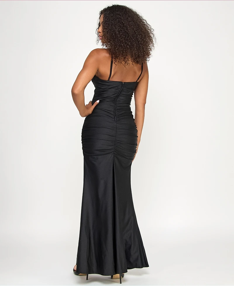 Emerald Sundae Juniors' Sweetheart Neck Sequin Gown
