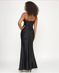 Emerald Sundae Juniors' Sweetheart Neck Sequin Gown