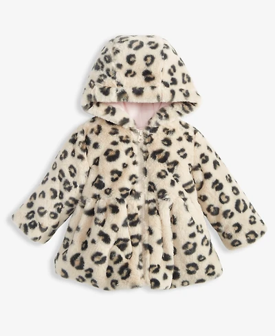 First Impressions Baby Girls Leopard-Print Faux-Fur Hooded Jacket, Macy's Exclusive