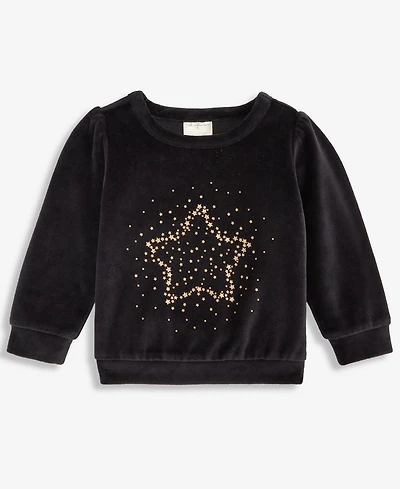 First Impressions Baby Girls Long-Sleeve Glitter-Dot Star Velour Top, Macy's Exclusive