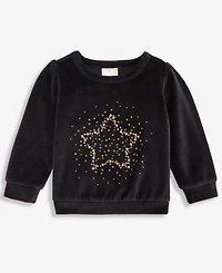 First Impressions Baby Girls Long-Sleeve Glitter-Dot Star Velour Top, Macy's Exclusive