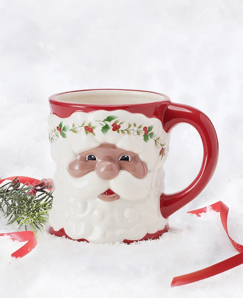 Winterberry African-American Santa Figural Mug
